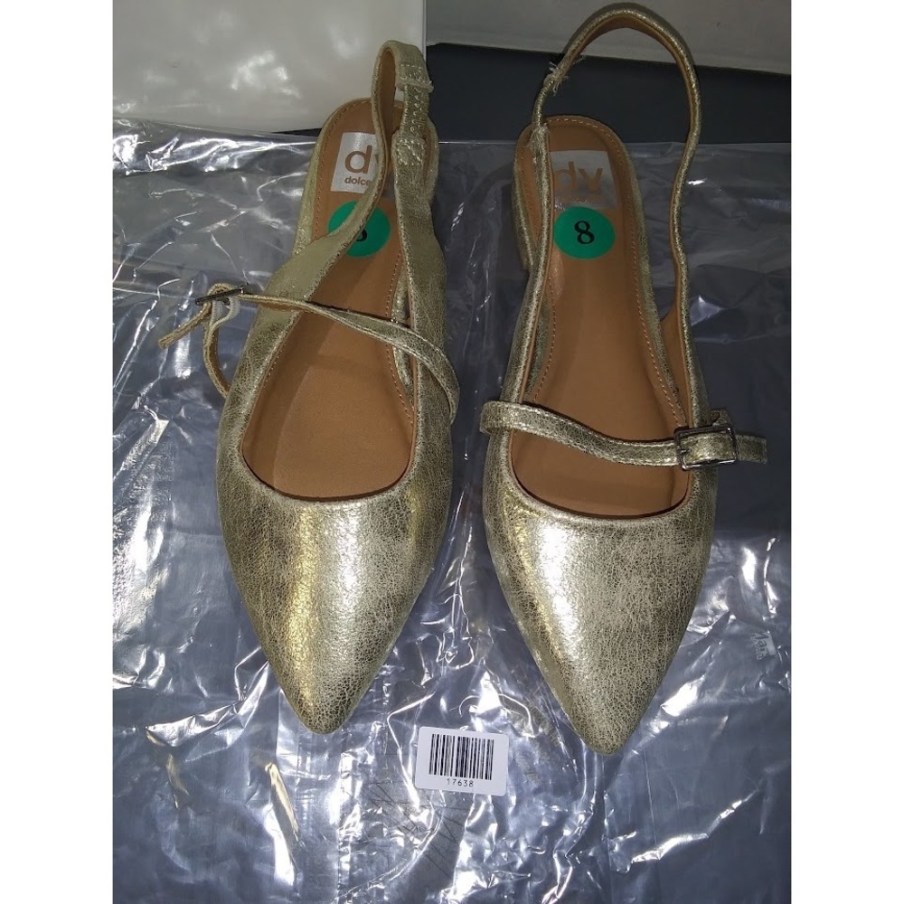 Dolce Vita Gold Pointed Toe Slingback Flats